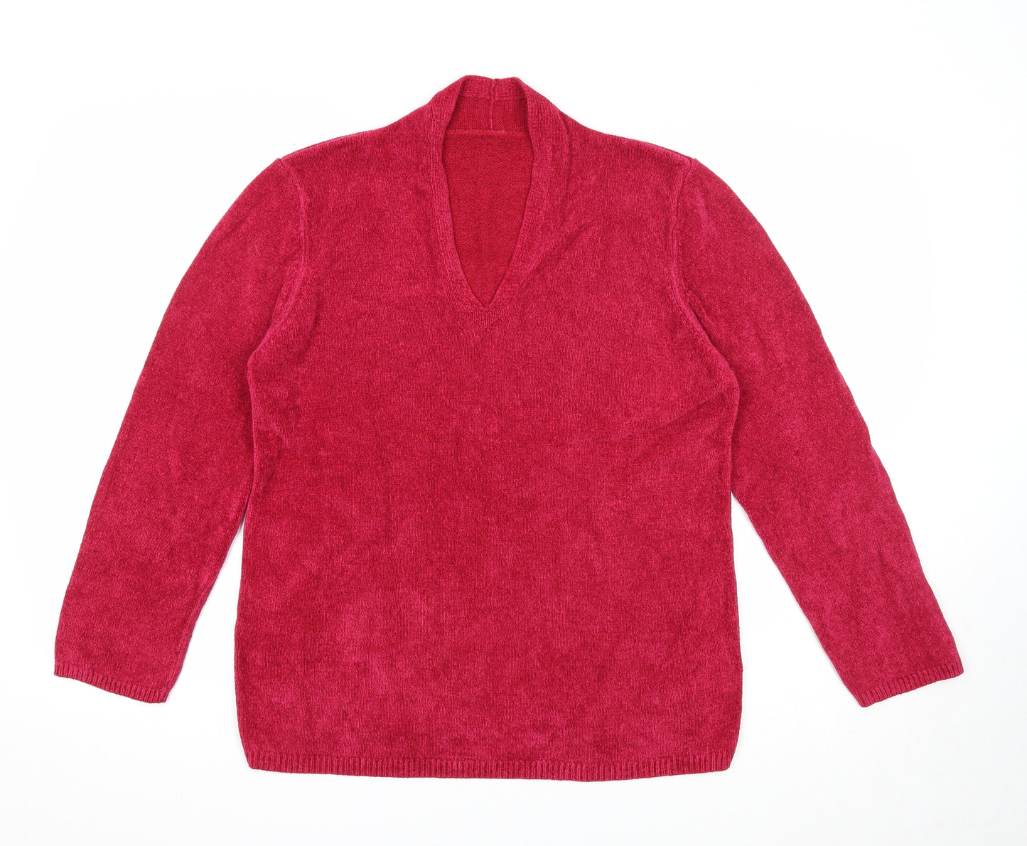 Marks and Spencer Womens Pink V-Neck Viscose Pullover Jumper Size 12
