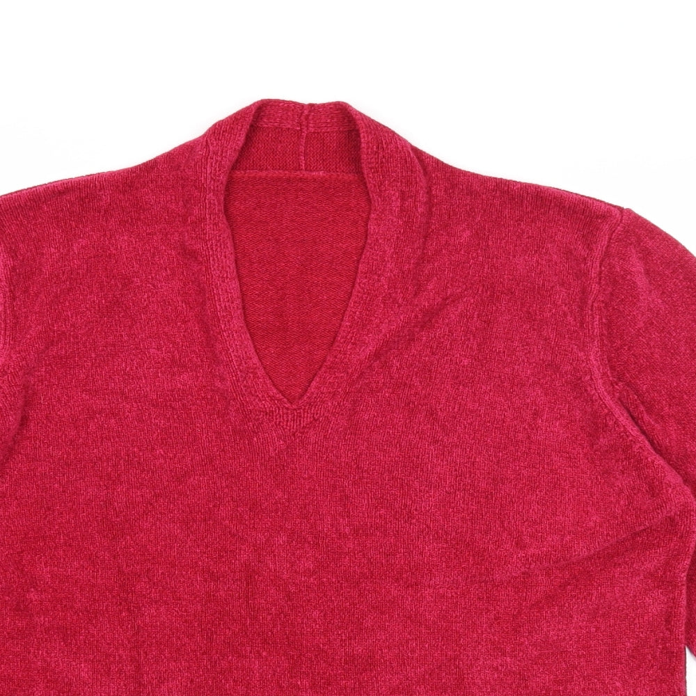 Marks and Spencer Womens Pink V-Neck Viscose Pullover Jumper Size 12