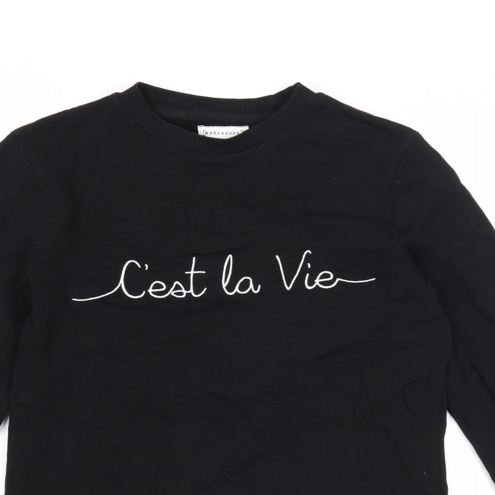 Warehouse Womens Black Cotton Pullover Sweatshirt Size XS Pullover - C'est La Vie