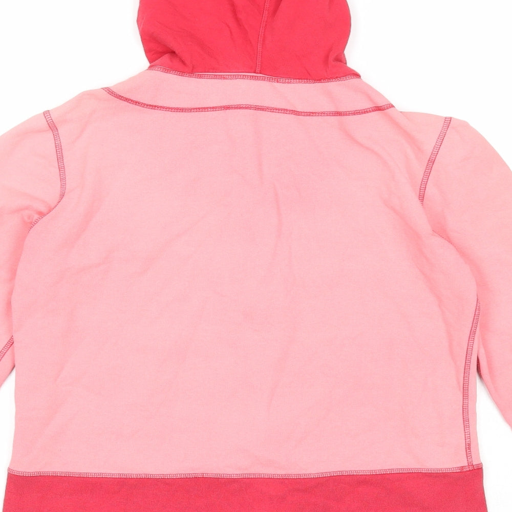 URCA Womens Pink Colourblock Cotton Full Zip Hoodie Size L Zip