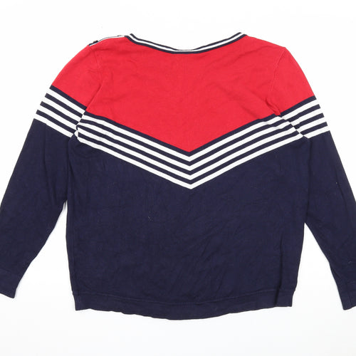 Wallis Womens Blue Round Neck Striped Viscose Pullover Jumper Size 18