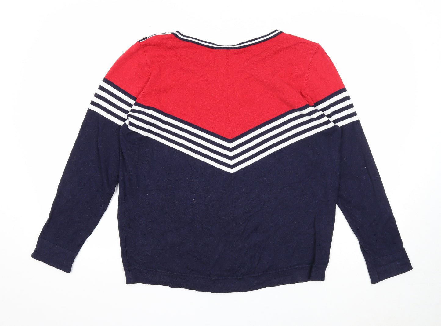 Wallis Womens Blue Round Neck Striped Viscose Pullover Jumper Size 18