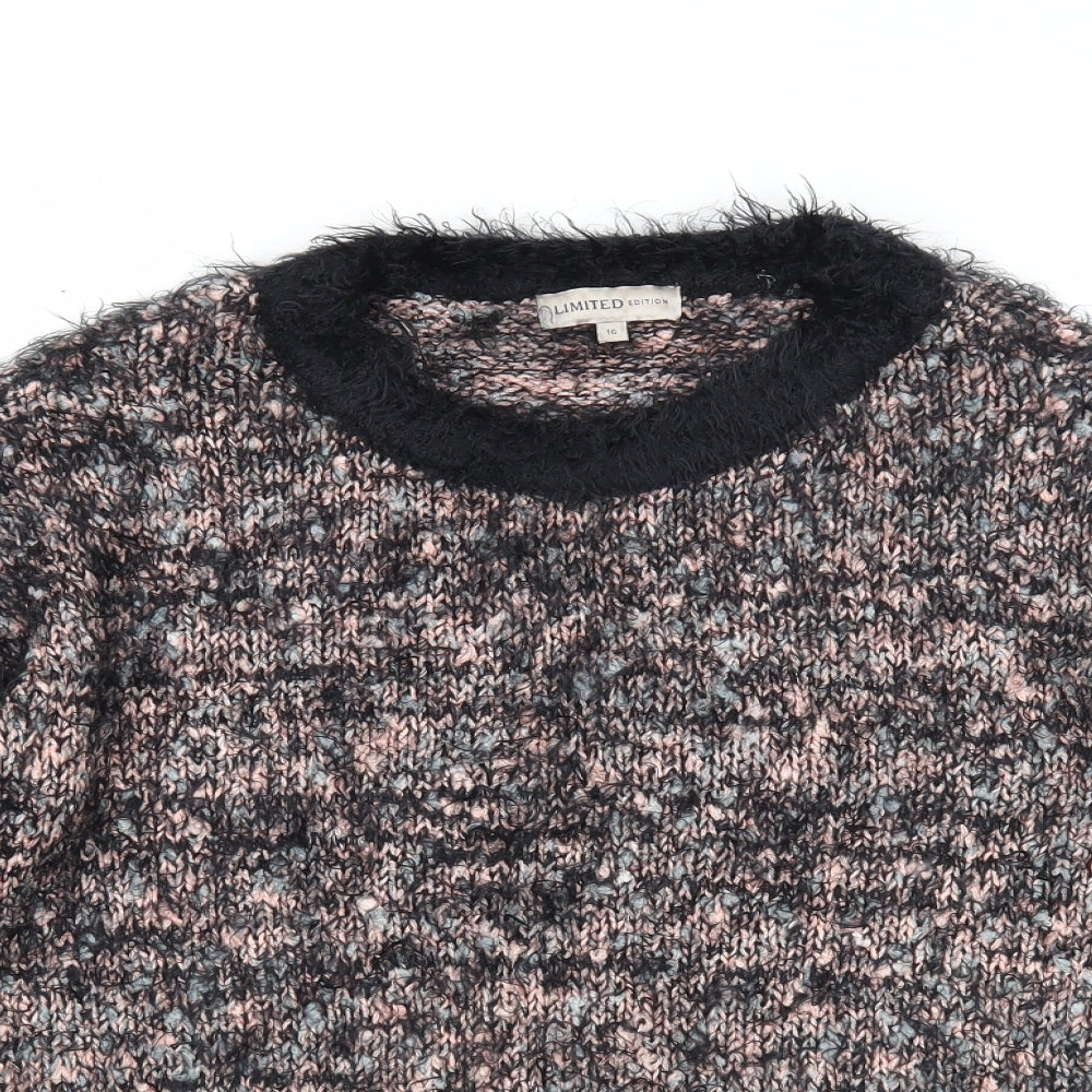 Marks and Spencer Womens Multicoloured Round Neck Acrylic Pullover Jumper Size 16