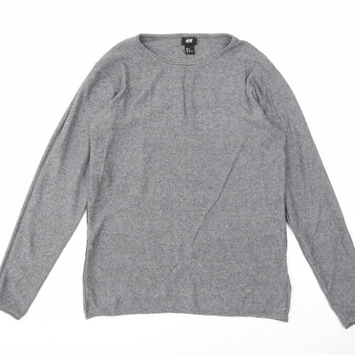 H&M Womens Grey Round Neck Cotton Pullover Jumper Size M