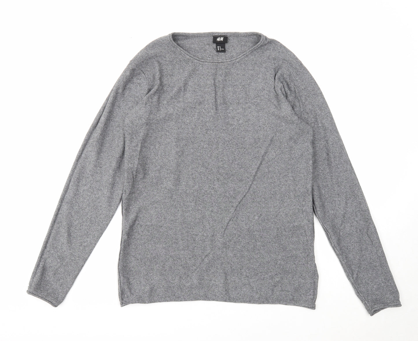 H&M Womens Grey Round Neck Cotton Pullover Jumper Size M