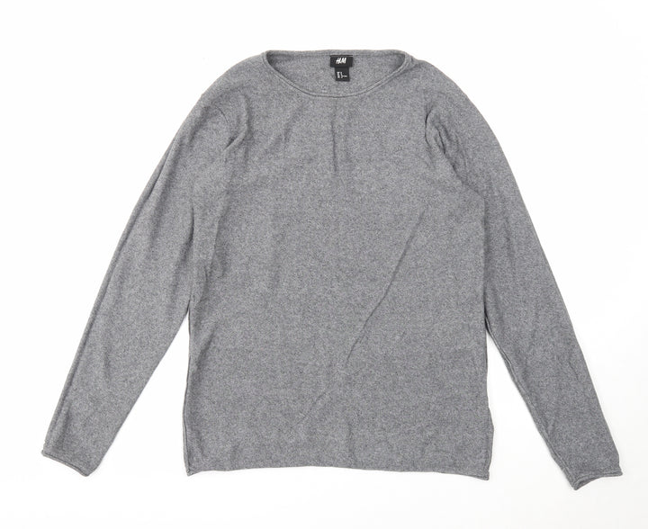 H&M Womens Grey Round Neck Cotton Pullover Jumper Size M