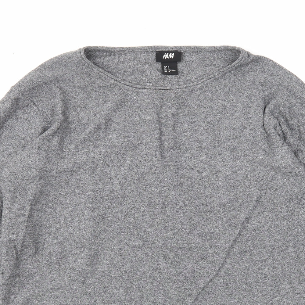 H&M Womens Grey Round Neck Cotton Pullover Jumper Size M