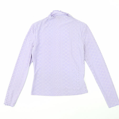 SheIn Womens Purple Mock Neck Geometric Polyester Pullover Jumper Size M