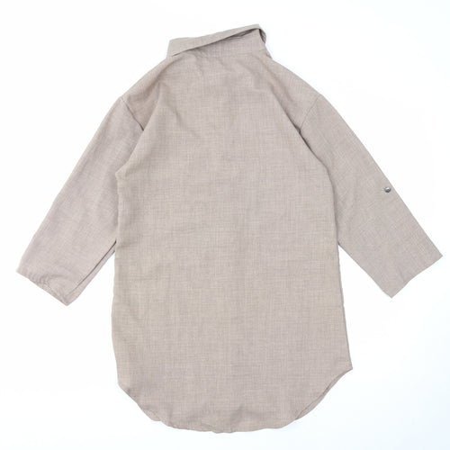 Preworn Womens Brown Polyester Basic Button-Up Size S Collared