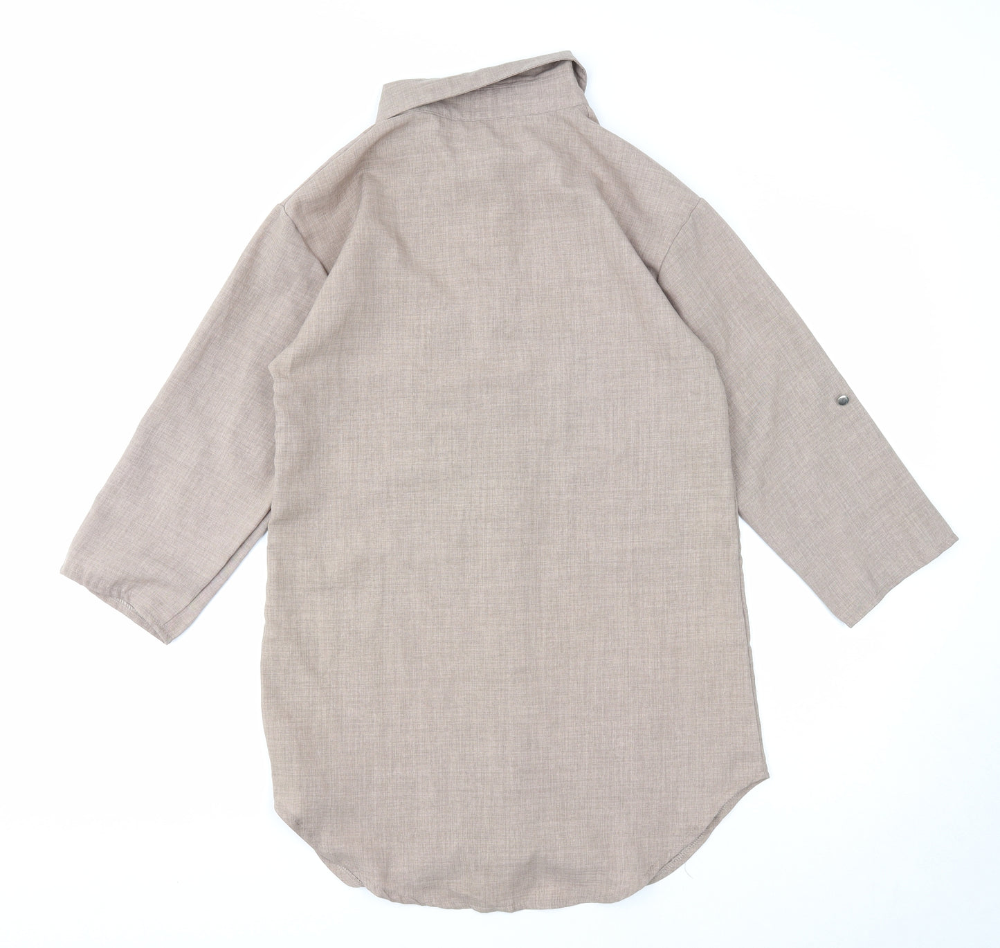 Preworn Womens Brown Polyester Basic Button-Up Size S Collared