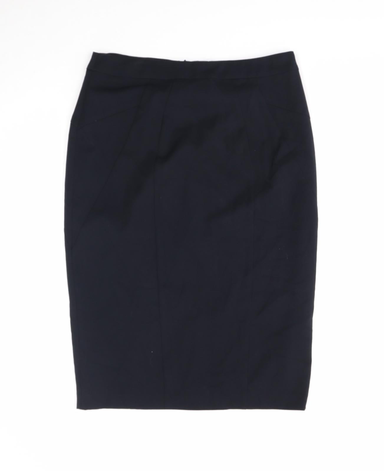 Marks and Spencer Womens Black Polyester Straight & Pencil Skirt Size 12 Zip