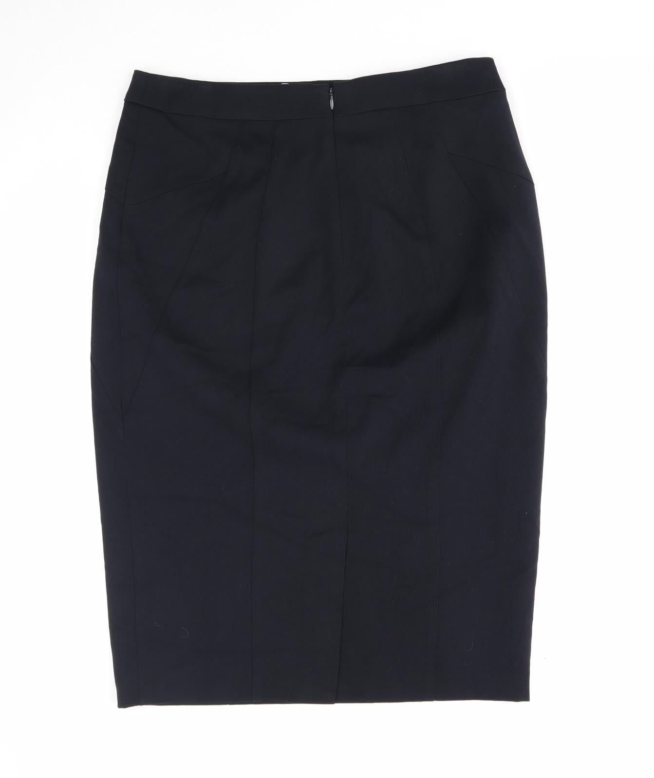 Marks and Spencer Womens Black Polyester Straight & Pencil Skirt Size 12 Zip