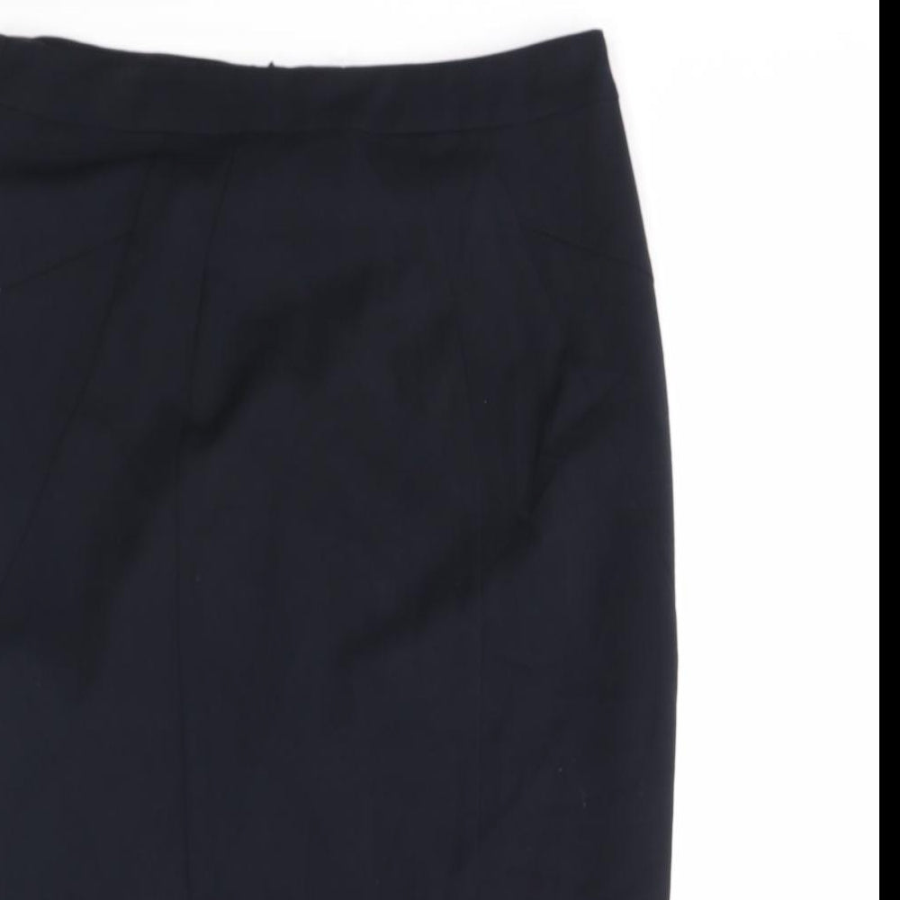Marks and Spencer Womens Black Polyester Straight & Pencil Skirt Size 12 Zip