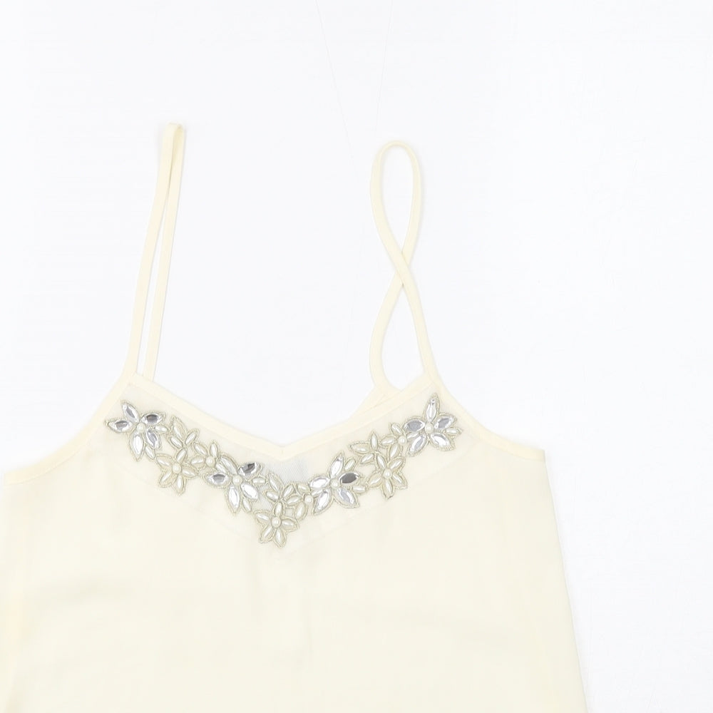 Topshop Womens White Polyester Camisole Tank Size 4 V-Neck