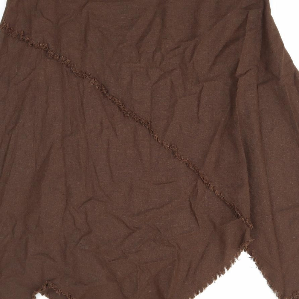 Preworn Womens Brown Linen Swing Skirt Size 10 Zip