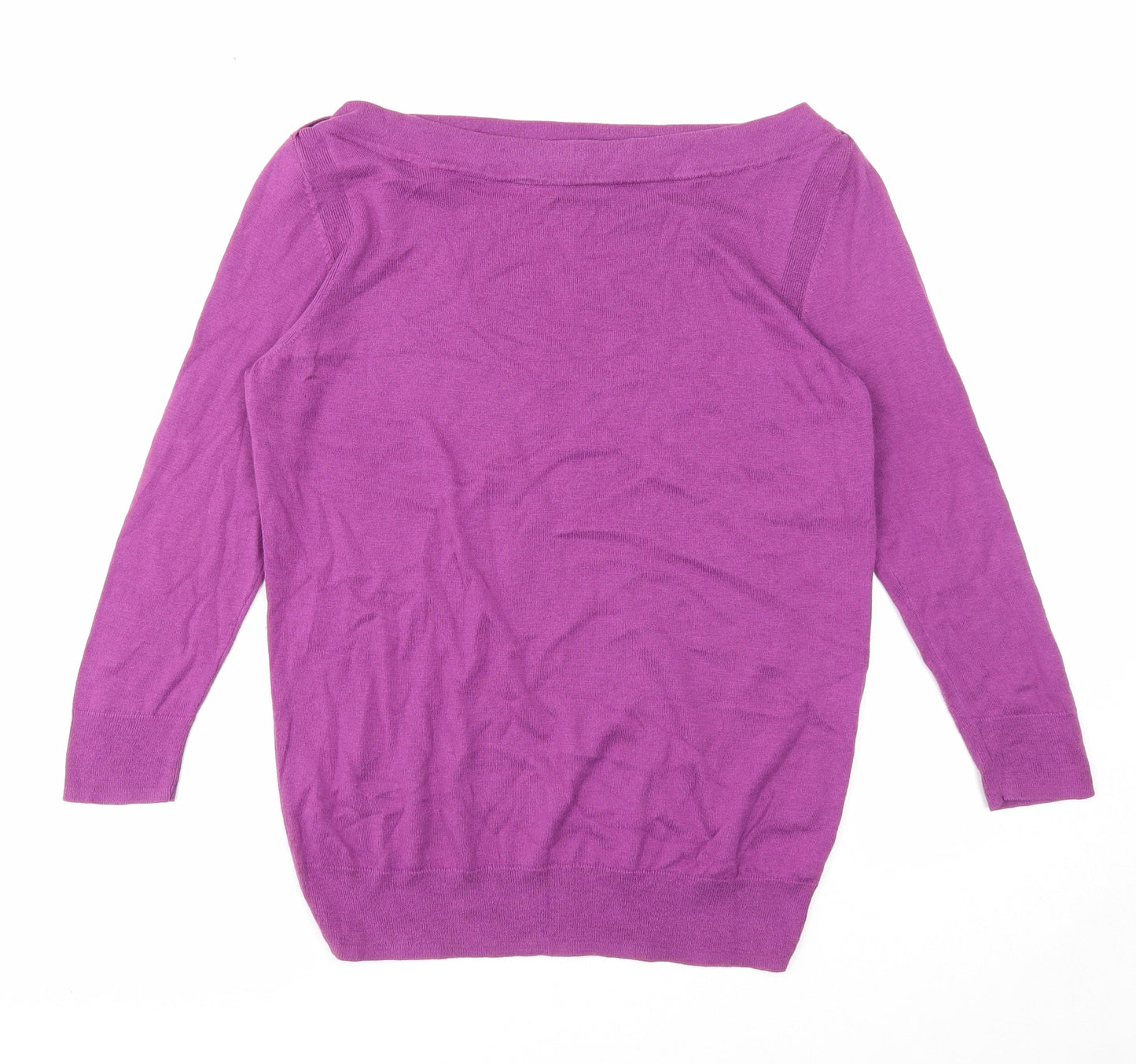 Hobbs Womens Purple Boat Neck Silk Pullover Jumper Size 12 - Slash Neck