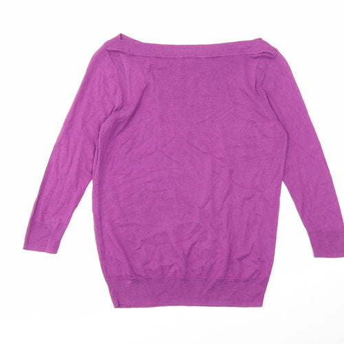 Hobbs Womens Purple Boat Neck Silk Pullover Jumper Size 12 - Slash Neck