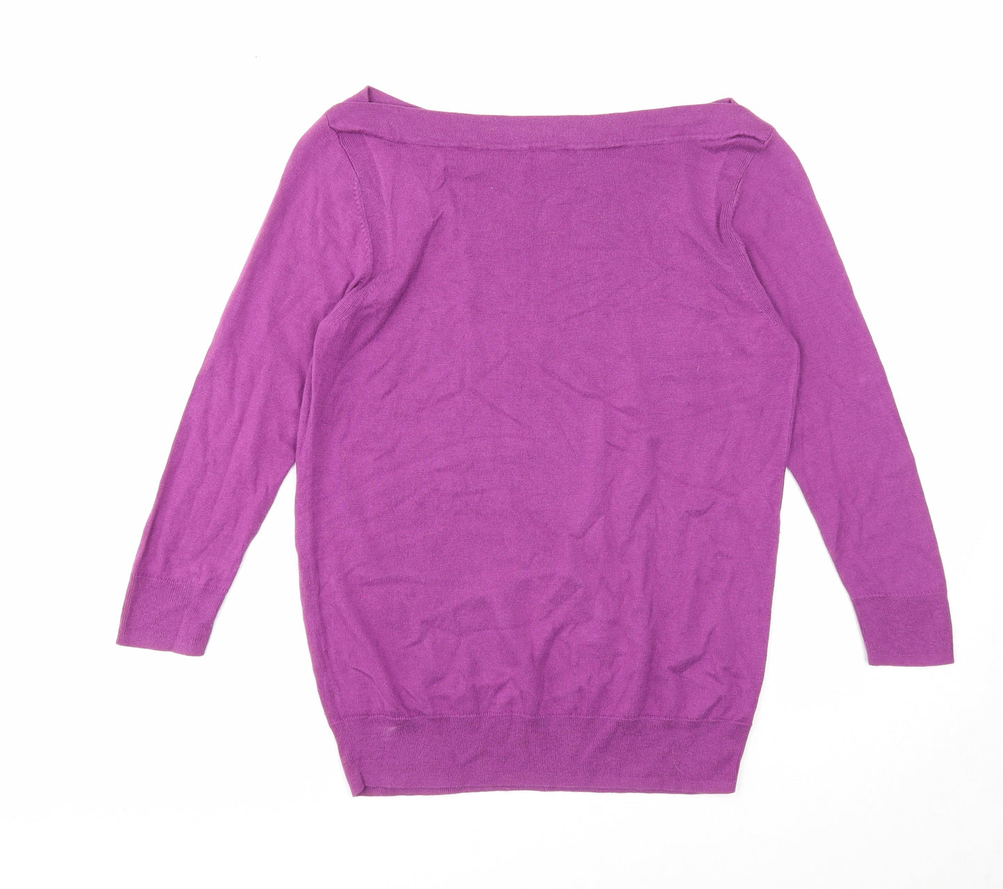 Hobbs Womens Purple Boat Neck Silk Pullover Jumper Size 12 - Slash Neck