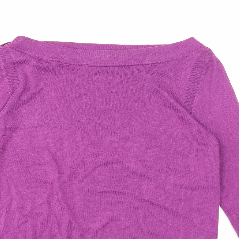 Hobbs Womens Purple Boat Neck Silk Pullover Jumper Size 12 - Slash Neck