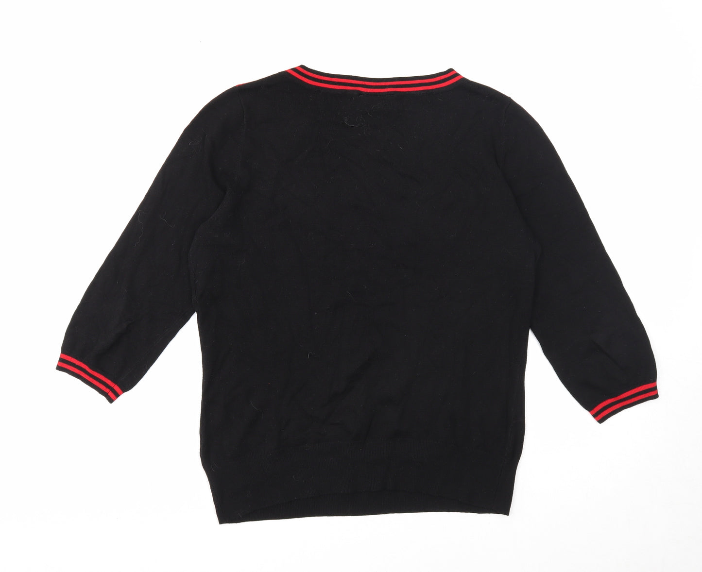 Wallis Womens Black Scoop Neck Acrylic Pullover Jumper Size 14