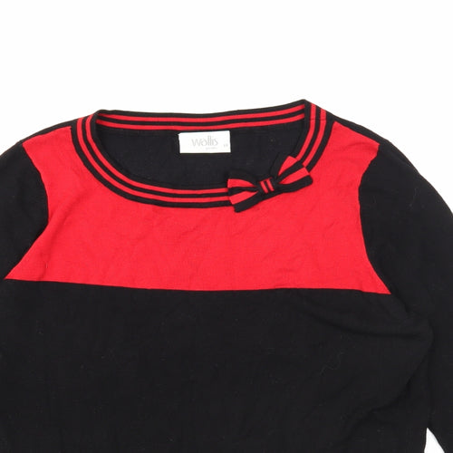 Wallis Womens Black Scoop Neck Acrylic Pullover Jumper Size 14