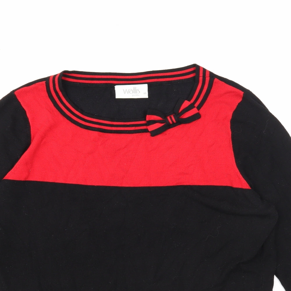 Wallis Womens Black Scoop Neck Acrylic Pullover Jumper Size 14