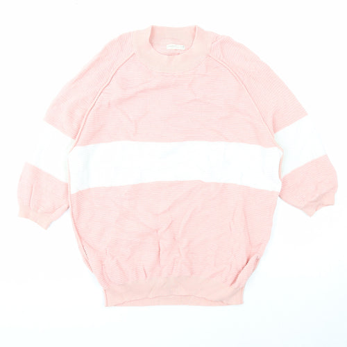 Broadcast Womens Pink Round Neck Acrylic Pullover Jumper Size M - Colourblock