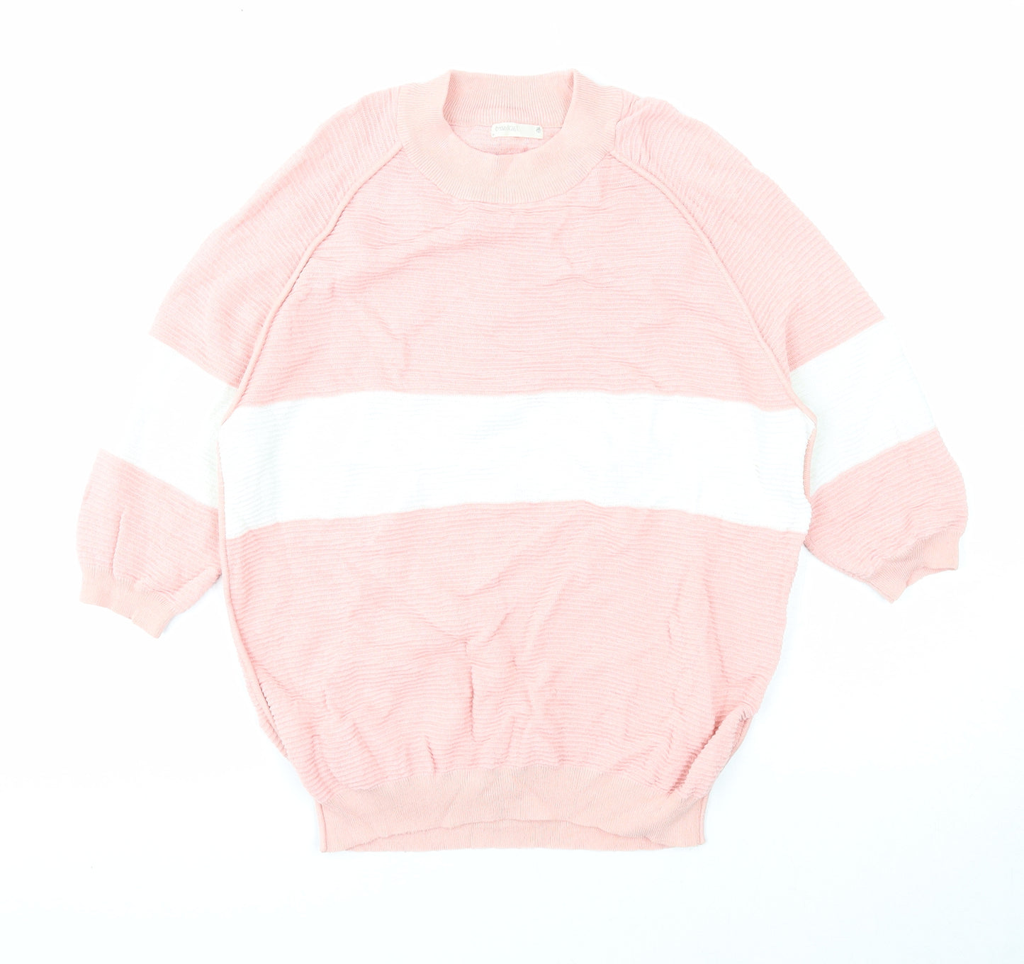 Broadcast Womens Pink Round Neck Acrylic Pullover Jumper Size M - Colourblock