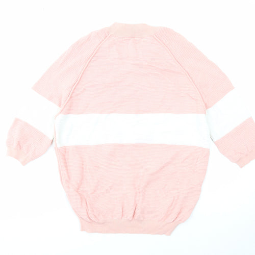 Broadcast Womens Pink Round Neck Acrylic Pullover Jumper Size M - Colourblock