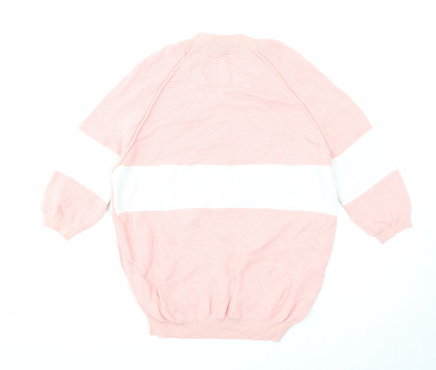 Broadcast Womens Pink Round Neck Acrylic Pullover Jumper Size M - Colourblock