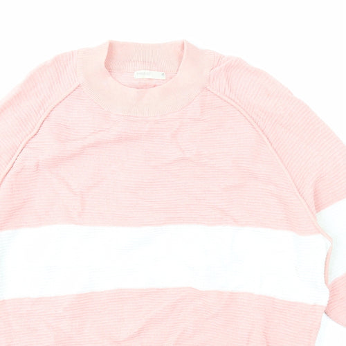 Broadcast Womens Pink Round Neck Acrylic Pullover Jumper Size M - Colourblock