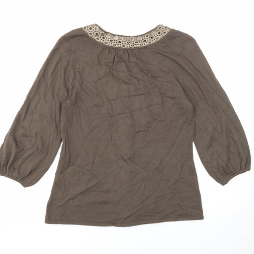 Brandtex Womens Brown Scoop Neck Viscose Cardigan Jumper Size M