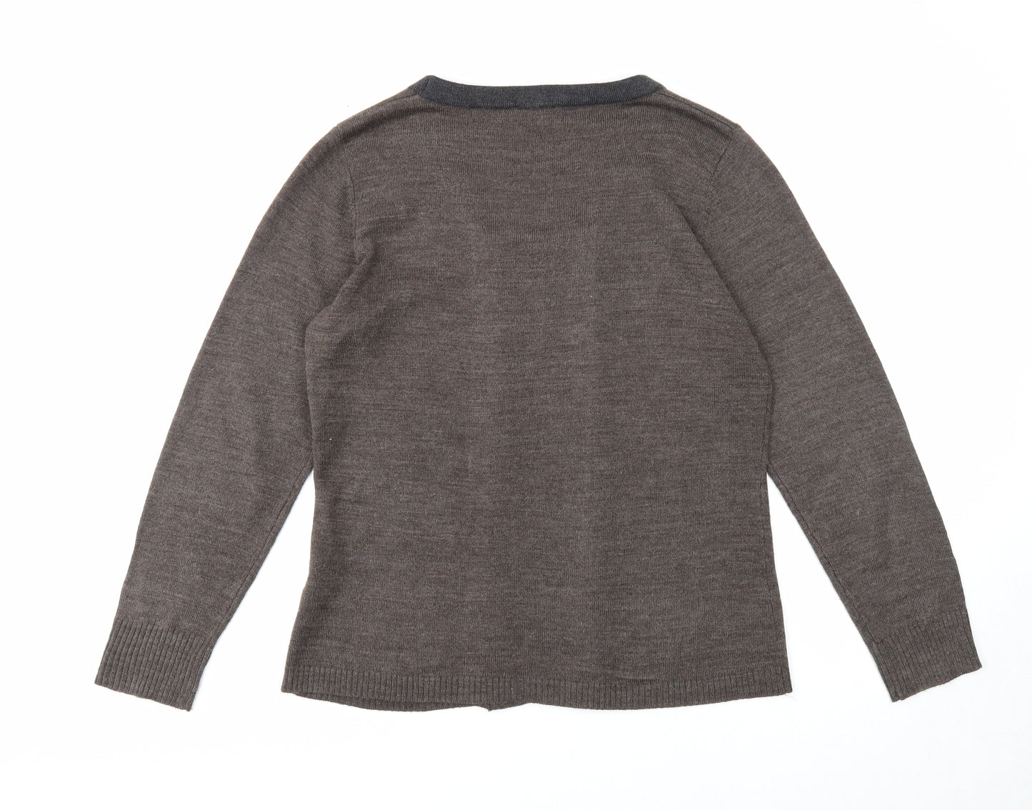 Casamia Womens Brown Scoop Neck Striped Acrylic Pullover Jumper Size M