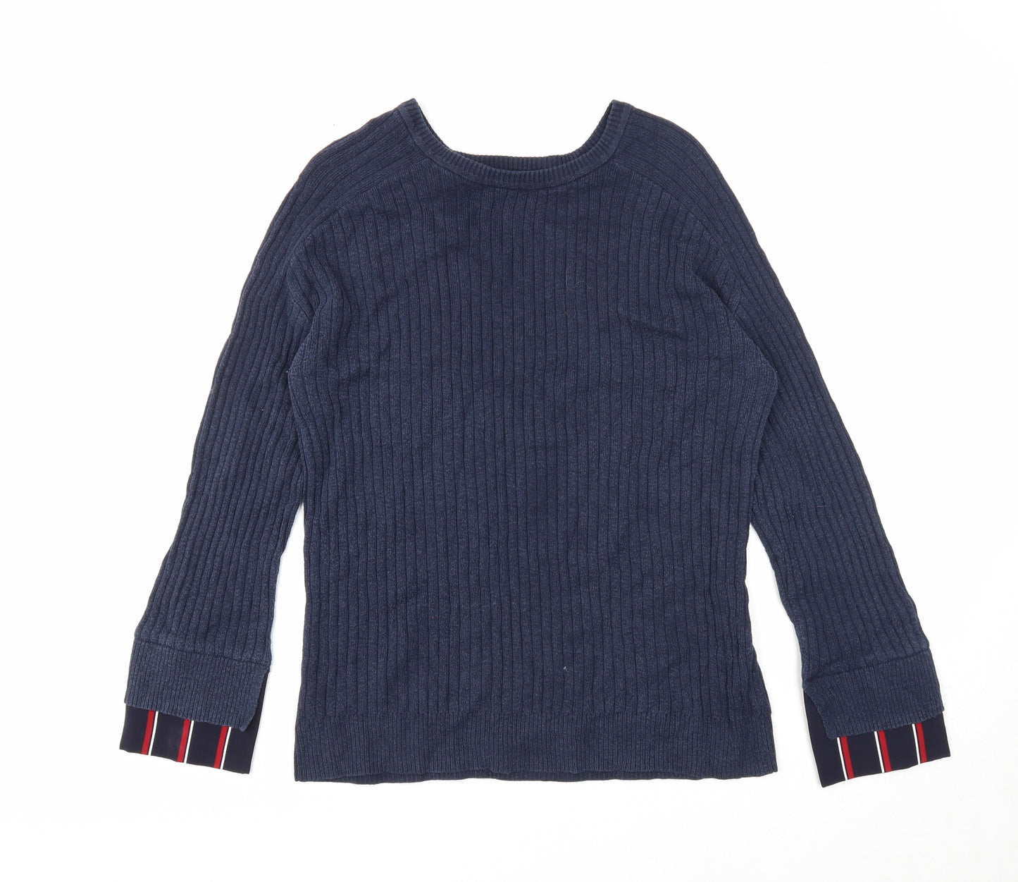 NEXT Womens Blue Scoop Neck Cotton Pullover Jumper Size 14 - Ribbed