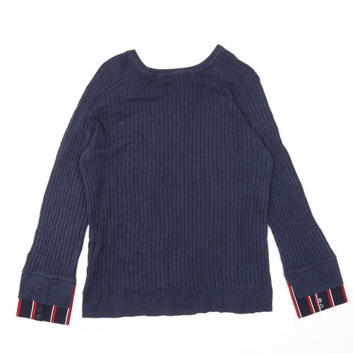 NEXT Womens Blue Scoop Neck Cotton Pullover Jumper Size 14 - Ribbed
