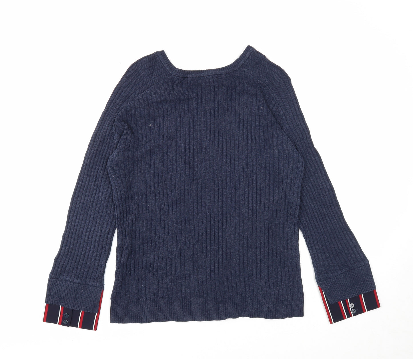 NEXT Womens Blue Scoop Neck Cotton Pullover Jumper Size 14 - Ribbed
