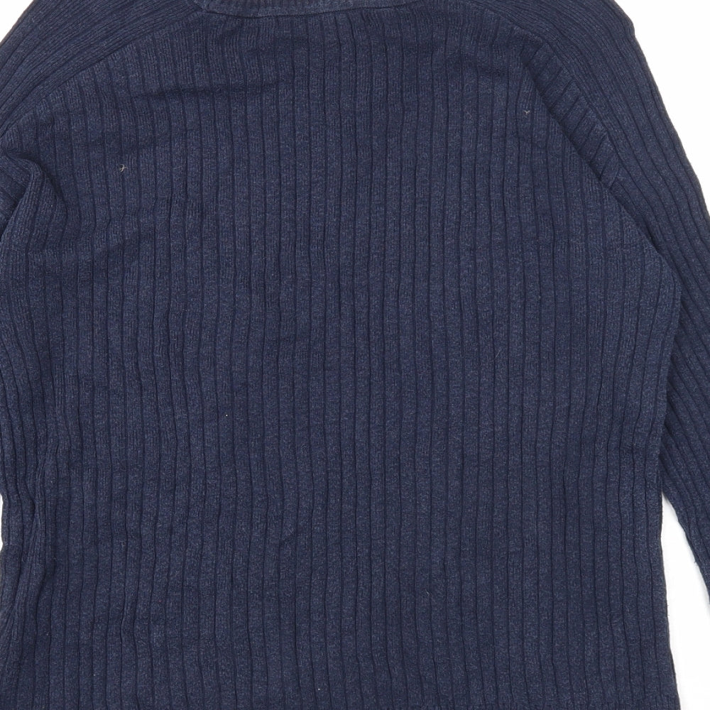 NEXT Womens Blue Scoop Neck Cotton Pullover Jumper Size 14 - Ribbed