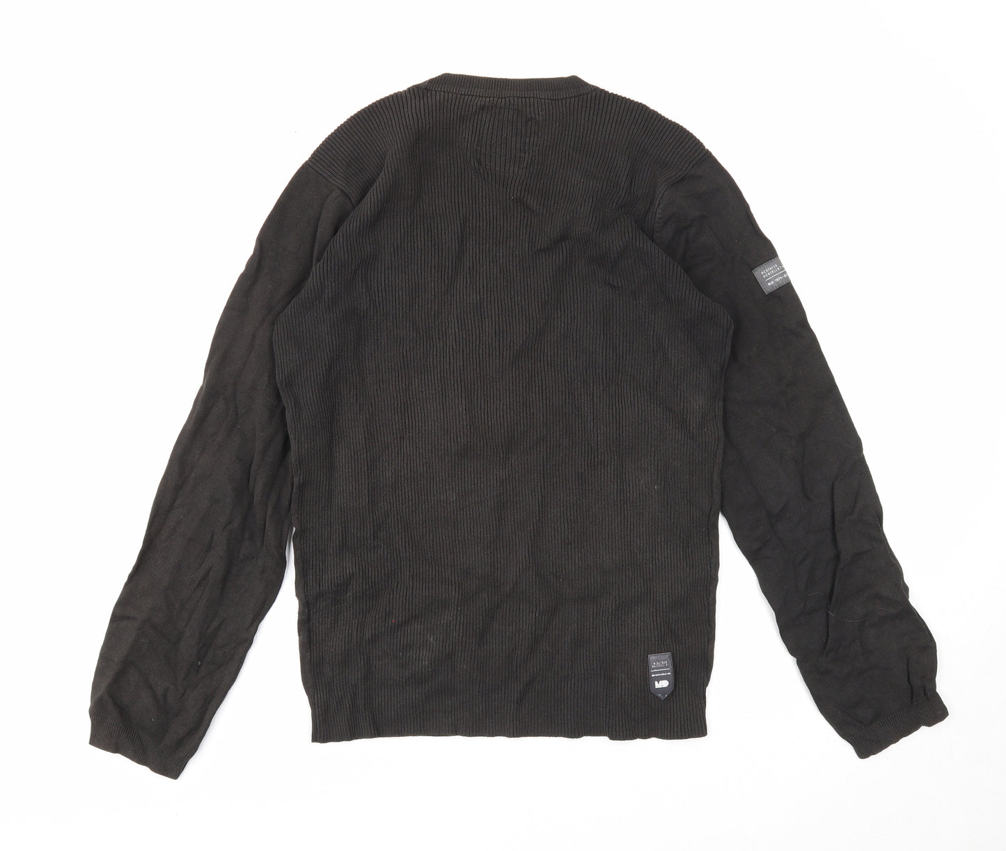 Mckenzie Denim Mens Black Round Neck Acrylic Pullover Jumper Size S Long Sleeve