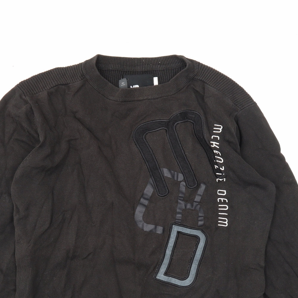 Mckenzie Denim Mens Black Round Neck Acrylic Pullover Jumper Size S Long Sleeve