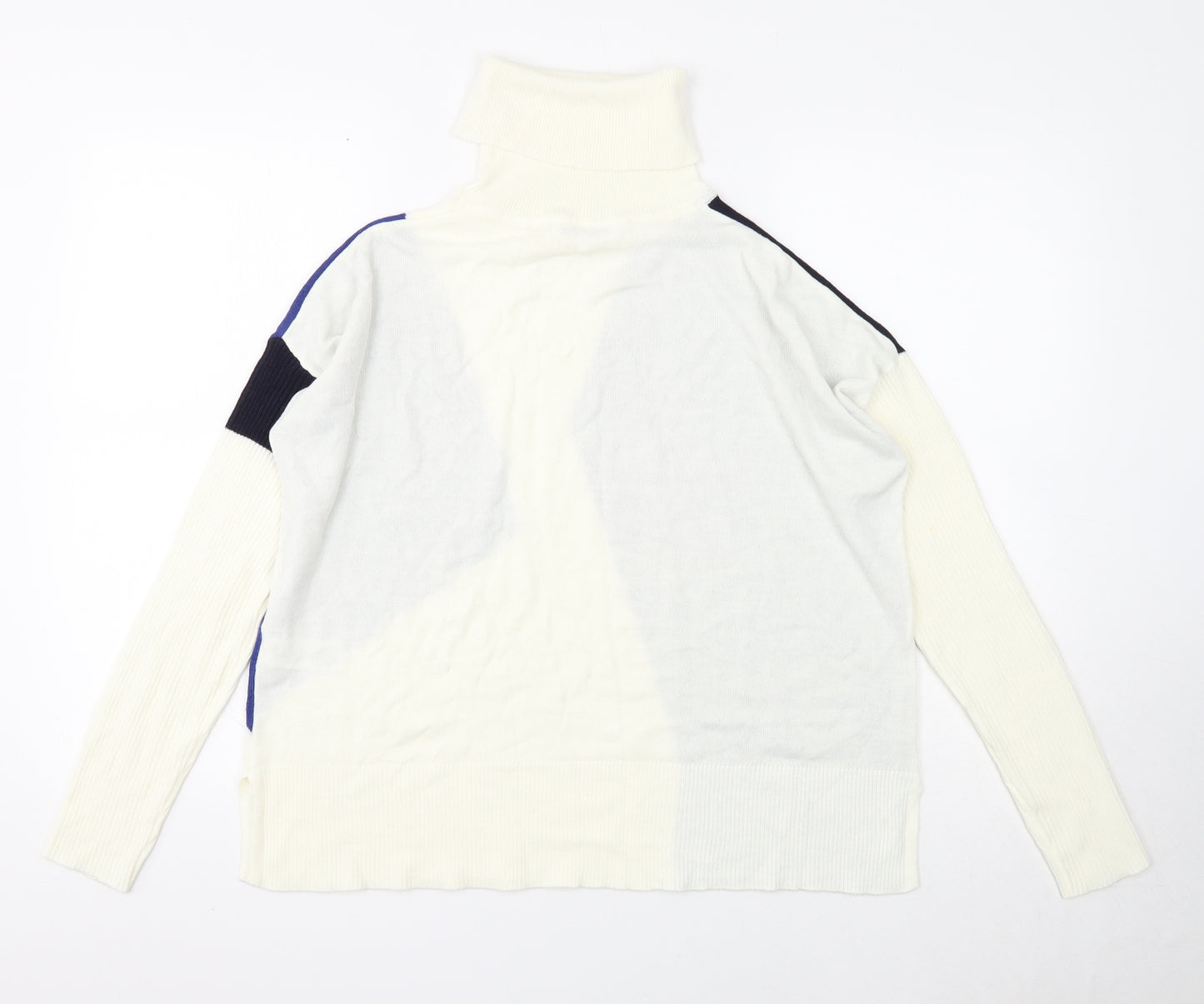 NEXT Womens White Roll Neck Geometric Acrylic Pullover Jumper Size 8 - Colourblock