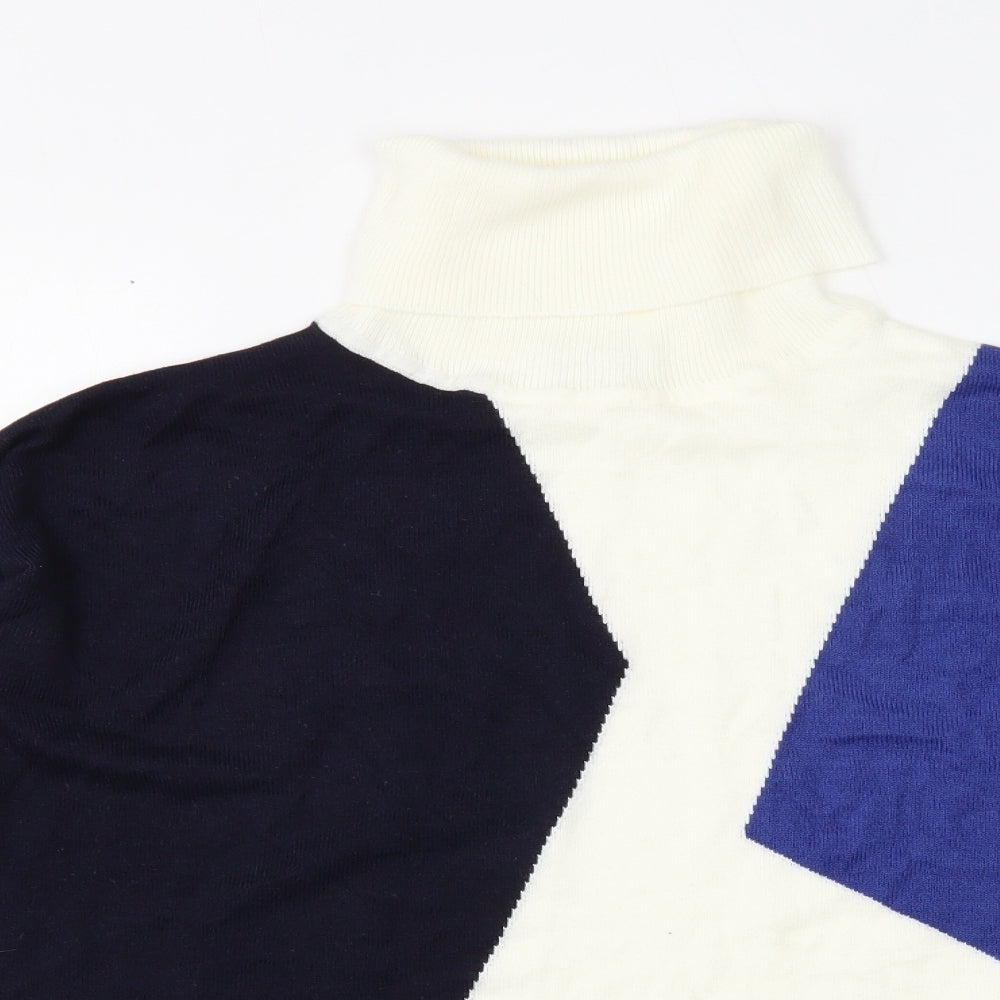 NEXT Womens White Roll Neck Geometric Acrylic Pullover Jumper Size 8 - Colourblock