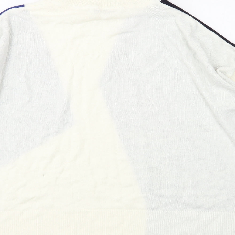 NEXT Womens White Roll Neck Geometric Acrylic Pullover Jumper Size 8 - Colourblock