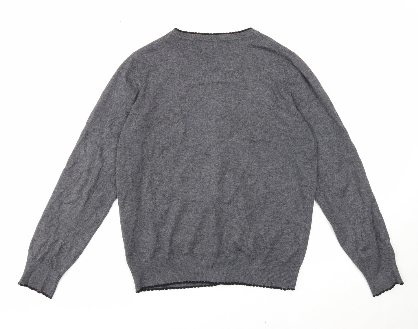 Debenhams Womens Grey Scoop Neck Viscose Cardigan Jumper Size 16 - Faux Pocket Detail