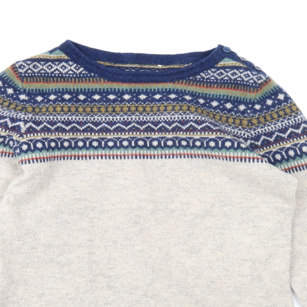 Endurance Womens Grey Boat Neck Fair Isle Wool Pullover Jumper Size 10