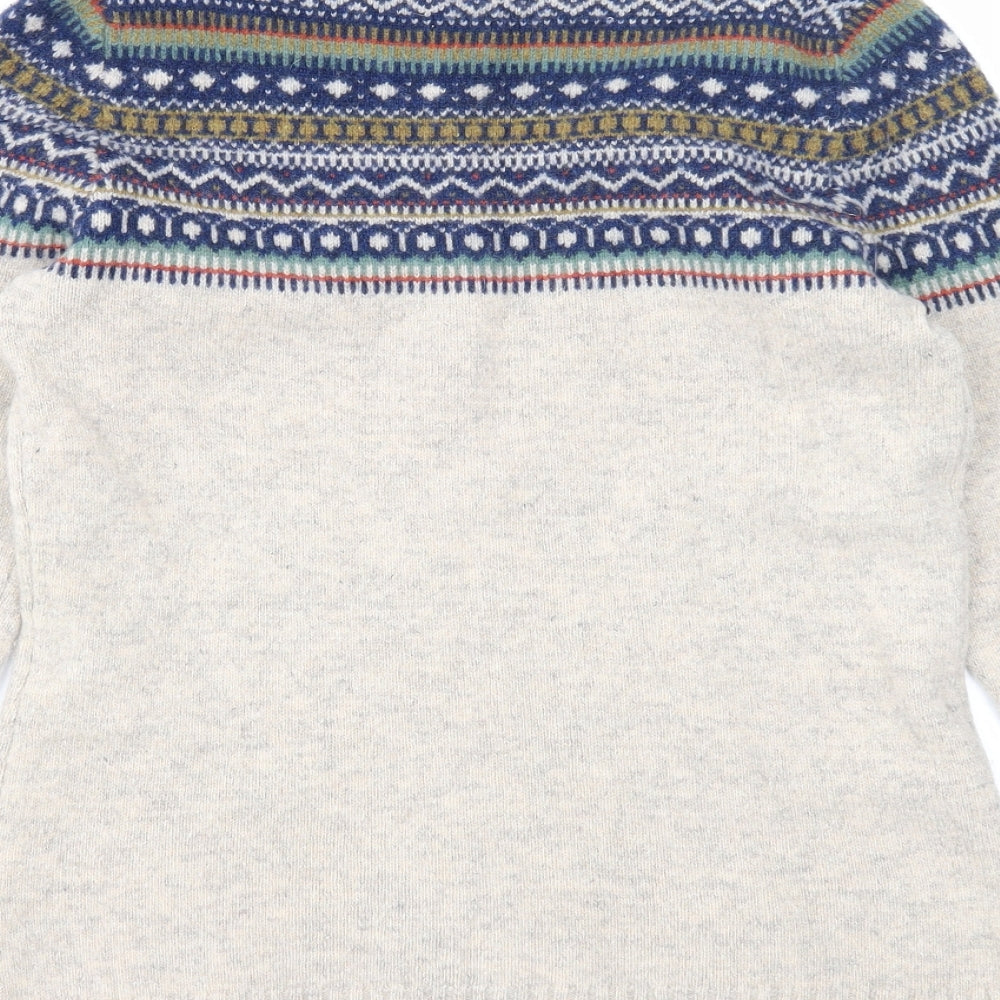 Endurance Womens Grey Boat Neck Fair Isle Wool Pullover Jumper Size 10