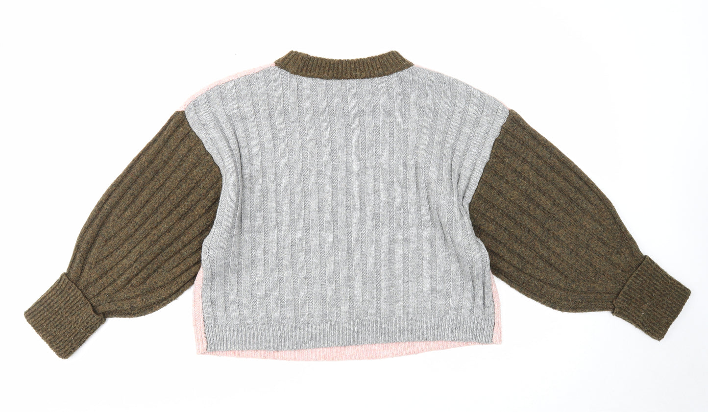 Topshop Womens Multicoloured Round Neck Polyester Pullover Jumper Size 8 - Colourblock Size 8-10