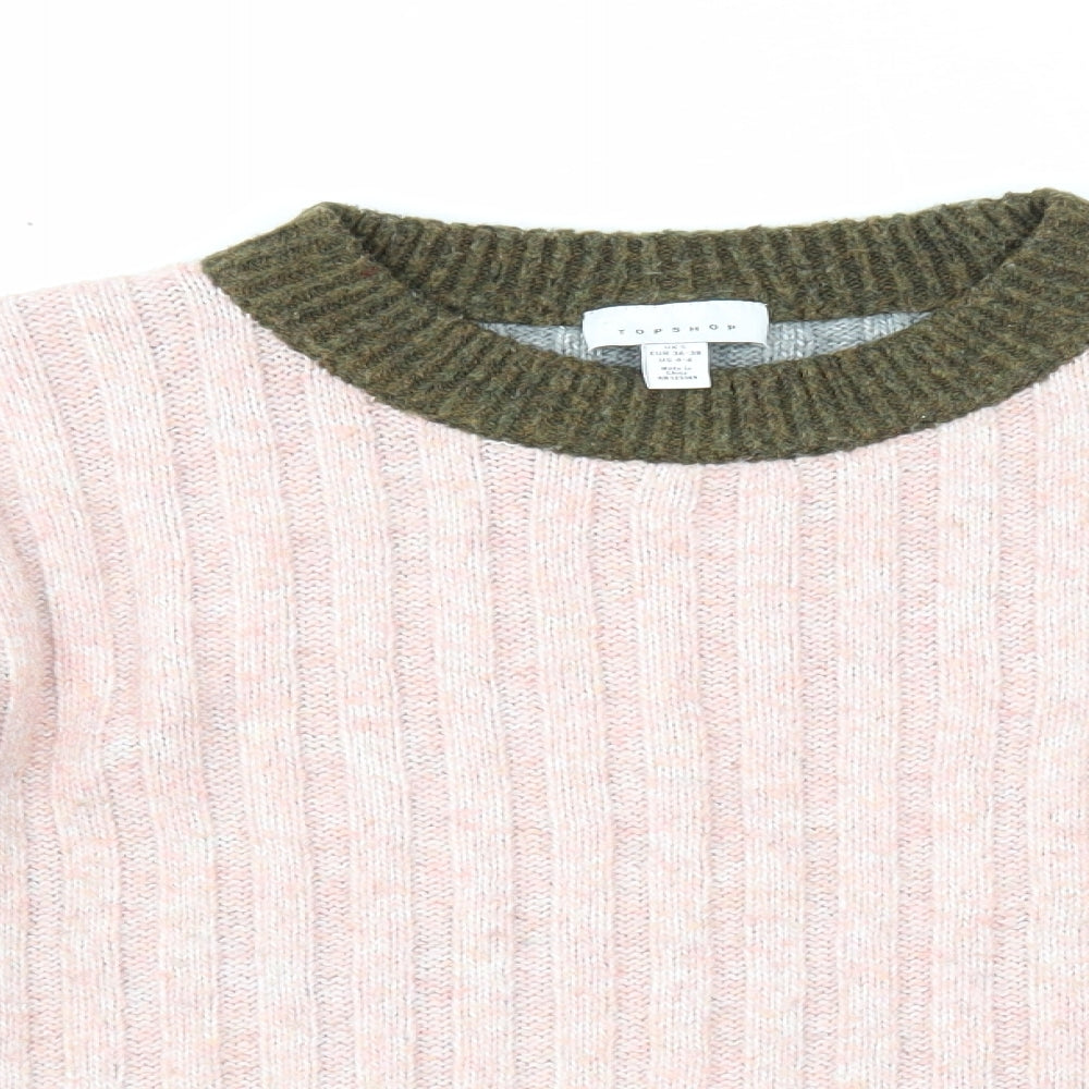 Topshop Womens Multicoloured Round Neck Polyester Pullover Jumper Size 8 - Colourblock Size 8-10