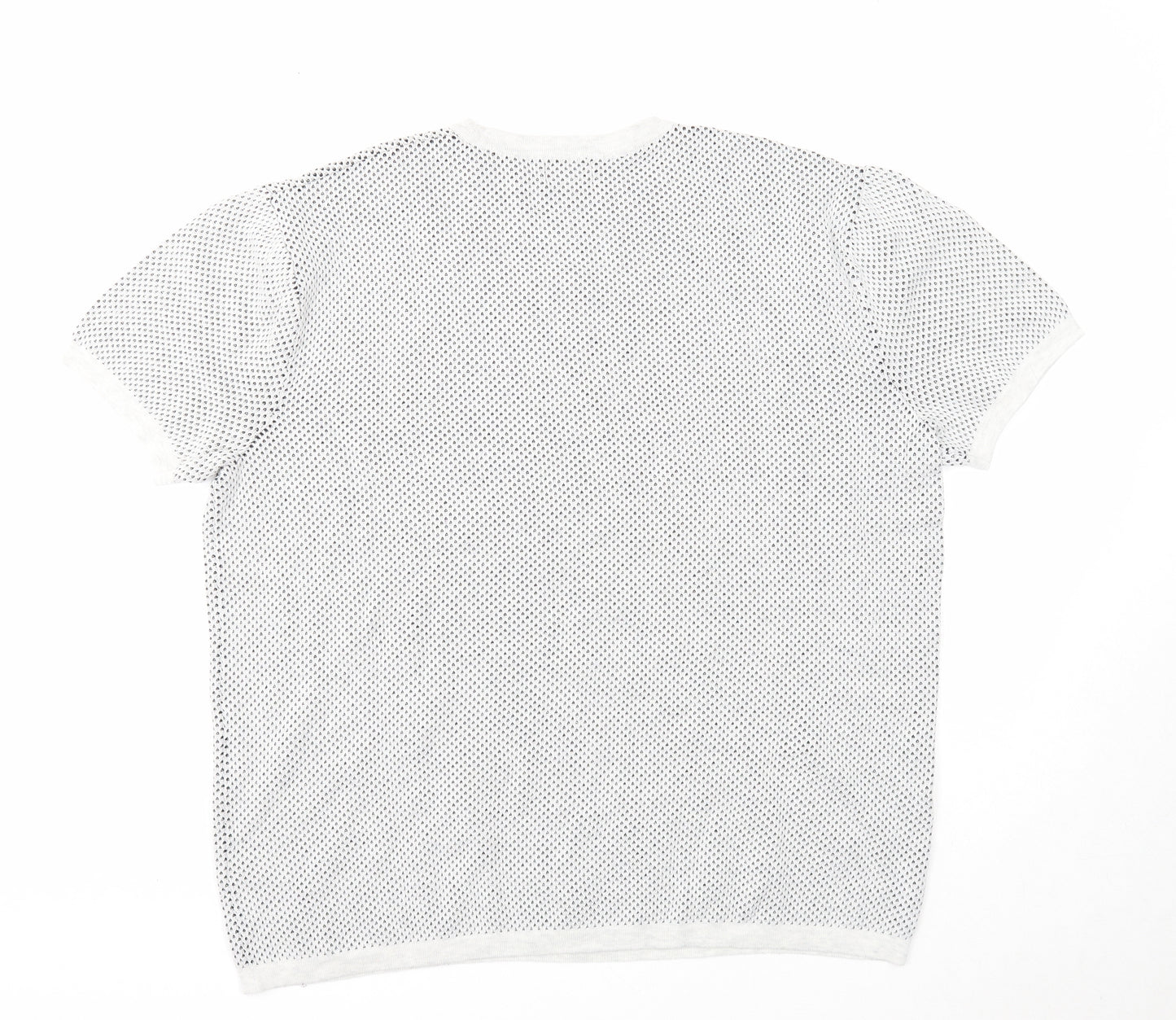 NEXT Mens Grey Geometric Cotton T-Shirt Size XL Round Neck
