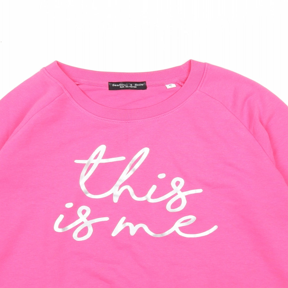 SeaSoul & Snow Womens Pink Cotton Pullover Sweatshirt Size M Pullover - This is me