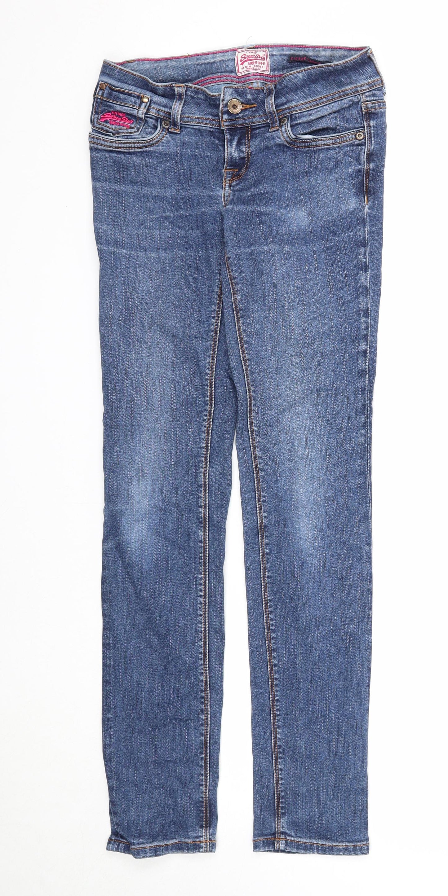 Superdry Womens Blue Cotton Skinny Jeans Size 26 in Slim Zip